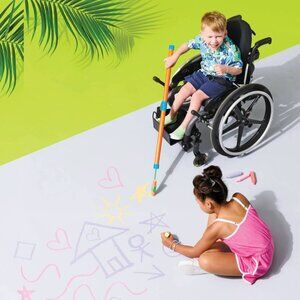 SUN SQUAD 3 Ft Handle Orange Sidewalk Chalk Wheelchair Accessible Holder NEW NIB